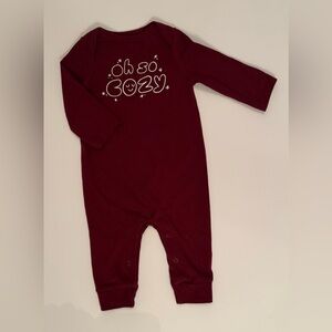 Cat & Jack Burgundy “Oh So Cozy” Onesie 0-3M EUC